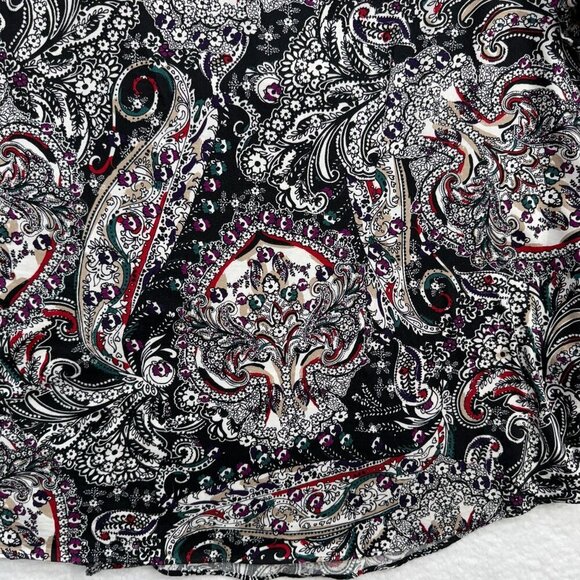 Chaps No Iron Button Up Shirt Flip Cuff Black Paisley Cotton Preppy Womens 3X - Picture 7 of 12